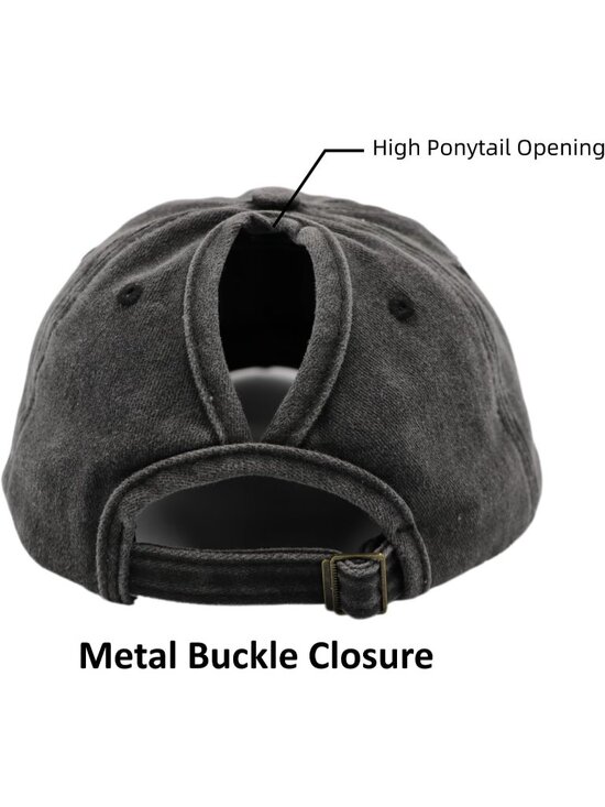 〽️Women Solid Black High Ponytail Baseball Cap Trucker Bad Hair Day Adjustable main image 3